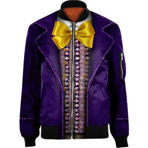 Willy wonka the chocolate factory 3D Mens bomber jackets Hoodie Men Women New Fashion Zipper Hooded Long Sleeve Pullover Style