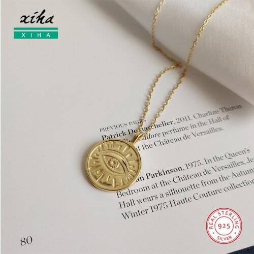 Gold Color Evil Eye Round Disc Womens Necklaces Jewelry 925 Sterling Silver Boho Statement Necklace 2020 Chunky Jewellery
