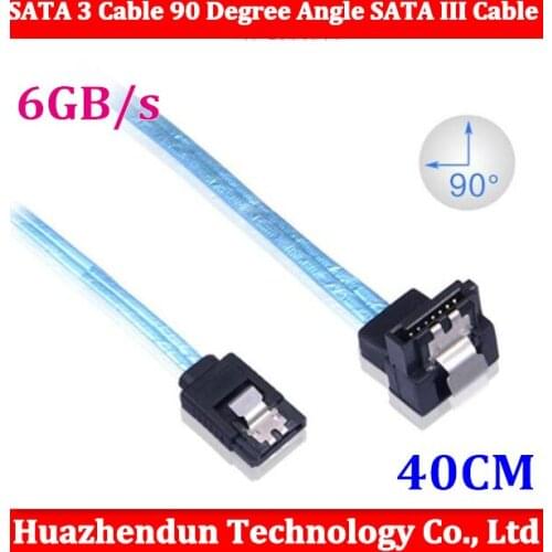 1PCS SATA 3 Cable 90 Degree Angle SATA III Cable 6GB/s Data SATA 3.0 Cable Cord for SDD HDD Blue 40CM