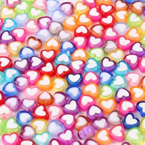 100/200/300pcs 8mm Acrylic Spacer Beads Heart-shaped Charm Rainbow Color Beads For Jewelry Making DIY Jewelry Accessories