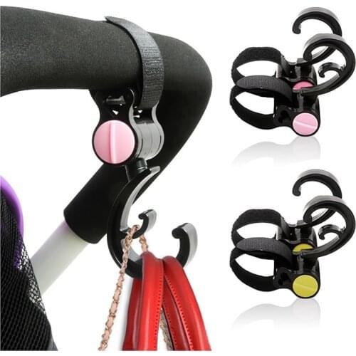 2pcs/Set Baby Stroller Bar Hanger Baby Bag Hooks 360 Degree Rotation Baby Car Seat Accessories Carriage Cart Organizer Clip Hook