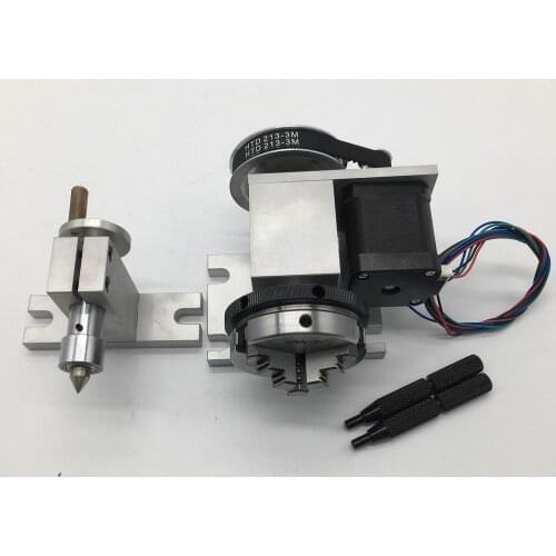 4 Axis, Rotation, Sanou K01-63 4th Rotary Chuck & MT2 Tailstock A Axis & 3 Jaws 2.5inch 63mm for Router Woodworking CNC