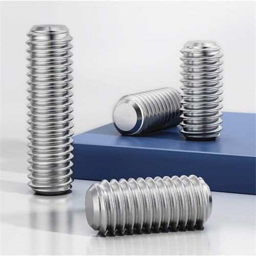5-50Pcs M6 M8 M10 304 Stainless Steel Metric Thread Flat Point Grub Screws Hex Socket Set Screws Headless