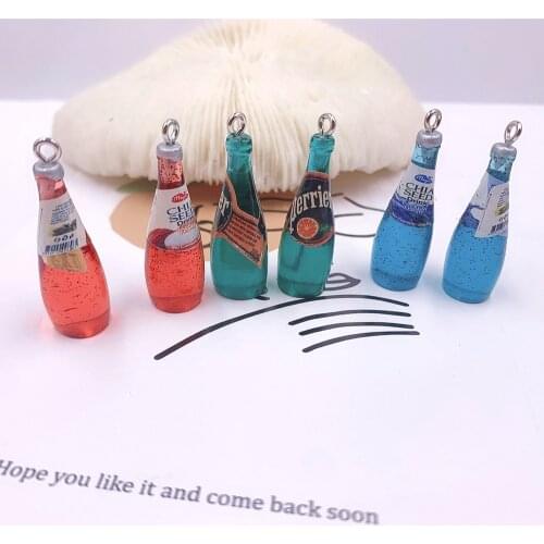 6Pcs Bottle Resin Earring Charms for Rarring Keychain Necklace Pendant Jewlery Findings DIY Making Accessories