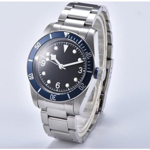 Automatic Mens Watch Aluminum Frame Blue Dial Aseptic Winding Luminous Pointer Mechanical 41mm Steel Shell Bracelet DT15