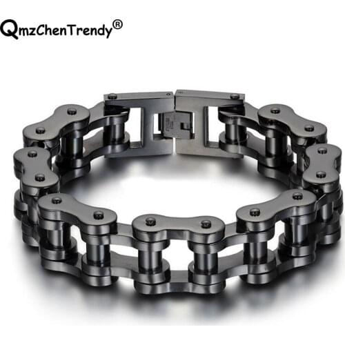 Stainless Steel Hip Hop Pulseras Mens Motor Biker Link Chain Bracelets Motorcycle Wristband Bangle Punk Jewelry 18MM/23MM 23CM
