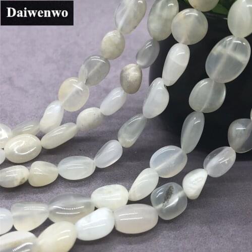 White Moonstone Beads Natural Loose Stone Irregular Gravel Shape DIY