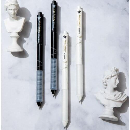 2pcs Marble Style Gel Pens for Writing Soft Thread Grip Black Color Ink 0.5mm Ballpoint Office School Supplies E6957