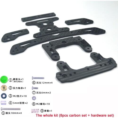 1Set Carbon Fiber Kit MS Fish Tail Single Spear Reinforcing Plate Rear Tail Stay with Bearing Screw Parts For Tamiya Mini 4WD