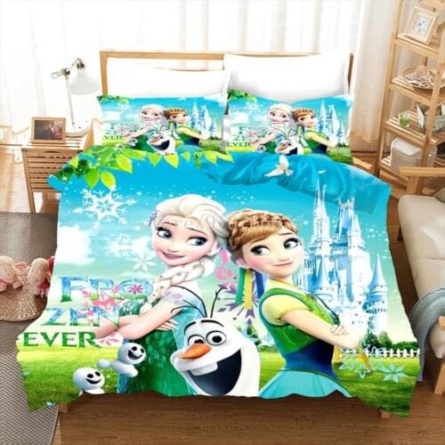 Frozen Elsa Anna Princess 3D Bedding Set Child Girls Duvet Cover Bedlinen Decor Single Double Queen King Size Luxury Bed Set