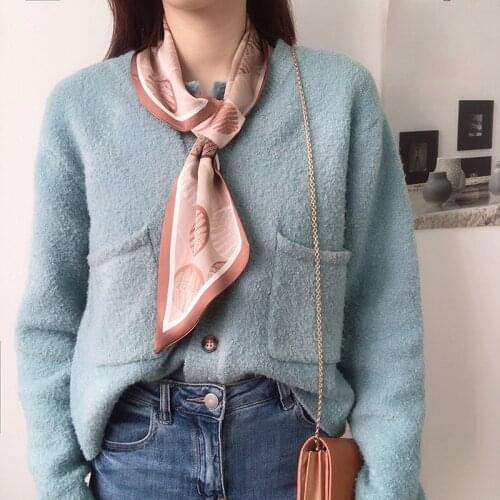 Korean Fashion Silk Scarf Spring and Autumn Small Ears Hair Band Small Long Decorate Scarves