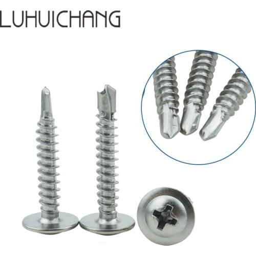 Luhuichang Free Shipping 100PCS M4.2 M4.8 410 stainless steel Large Flat Head Self Tapping Screws Drilling Tail Screw