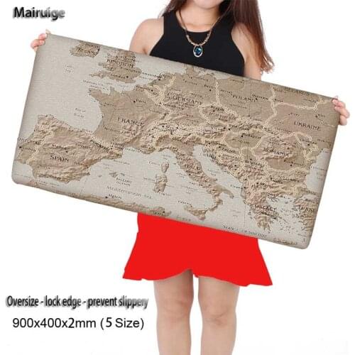 Mairuige Shop 600x300/800x300/900x400mm White World Map Locking Edge Mouse Pad Gamer Large Size Computer Keyboard Mat Table