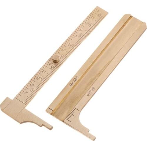 Mini Brass Sliding Gauge Vernier Caliper 80mm 3.25inch Pocket Ruler Double Scale 19QB