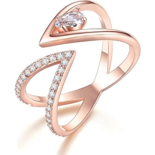 2020 New Jewelry Ladies Open Cross Ring Hazel Shiny Zircon Ring Ladies Wedding Banquet Fashion Accessories Valentines Day Gift