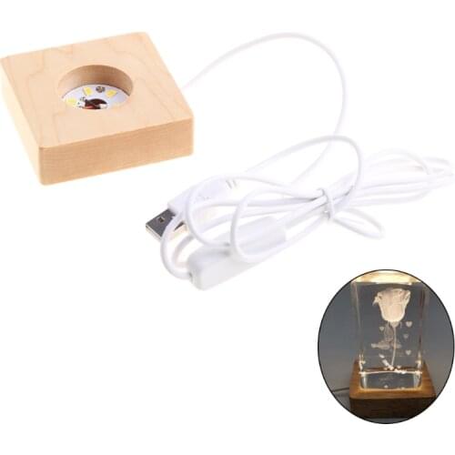2021 New LED Night Light Wooden Square Base Holder Display Stand for Crystals Glass Ball
