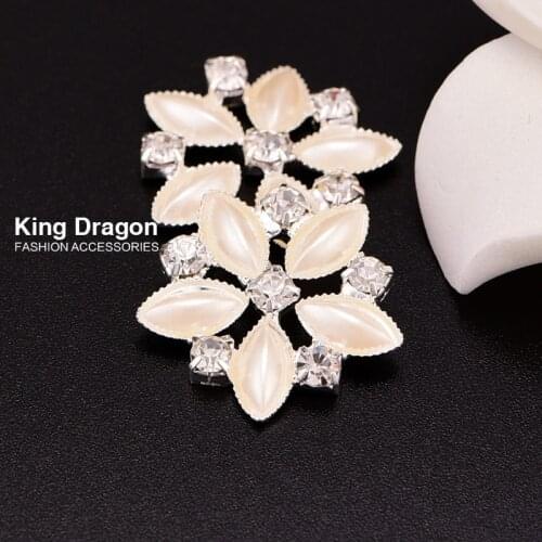 Starburst Rhinestone Pearl Button With Flat Back Used On Wedding Invitation 10pcs/lot 20MM Silver Color KD138