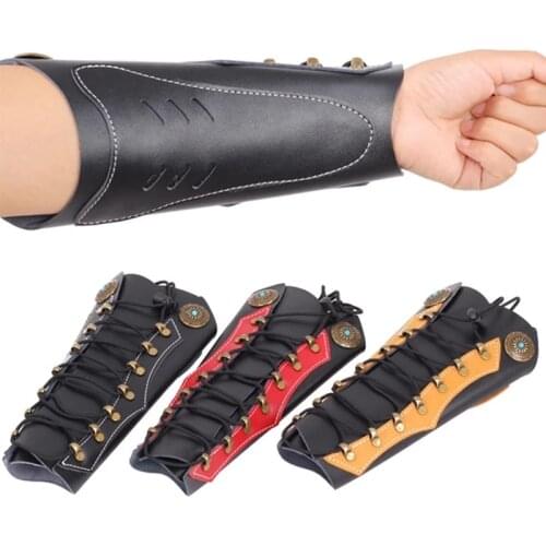 Hunting Archery Cowhide Arm Guard With Adjustable Straps Protective Gear For Recurve/Compound Bow