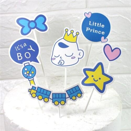 Boys And Girls Gender Revealing Cake Card Paper Cupcake Picks Toppers Multicolor Bowknot Pattern Cute Cartoon 15cm-10cm 8PCS/Set