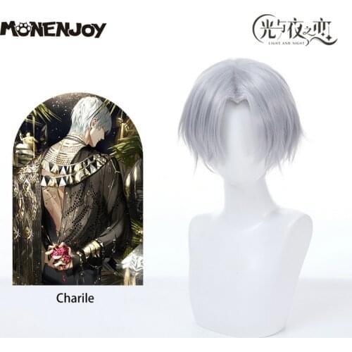 Monenjoy Light and Night Charile Cosplay Wig Grey Short Cos Teased Hair