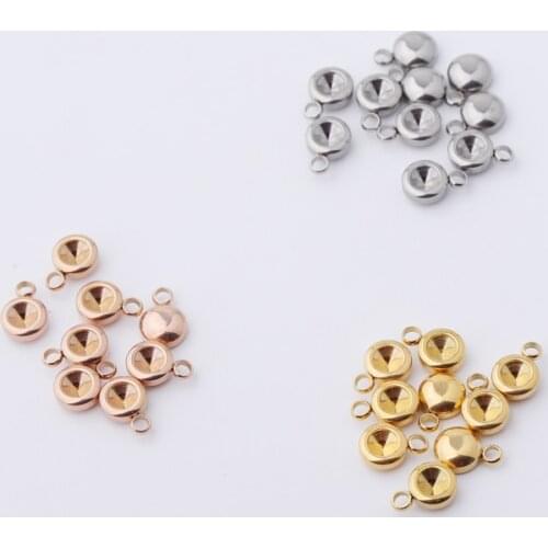 Fnixtar 100Pcs/Lot Rhinestone Base Bracket Charms Mirror Polish Stainless Steel Charms For DIY Making Necklace Pendant Jewelry