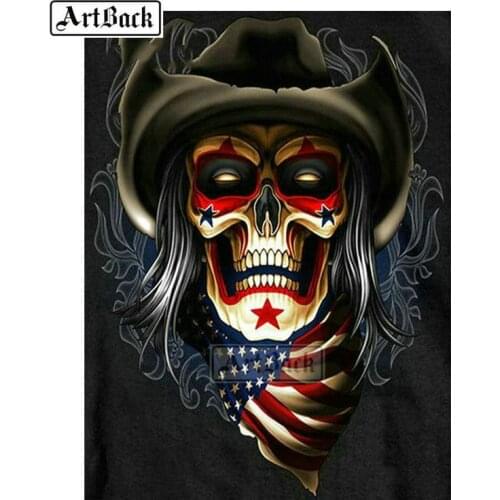 Full Square / Round 5D Diamond Painting Skull American Flag Diamond Embroidery 3d Rhinestone Mosaic Home Decor