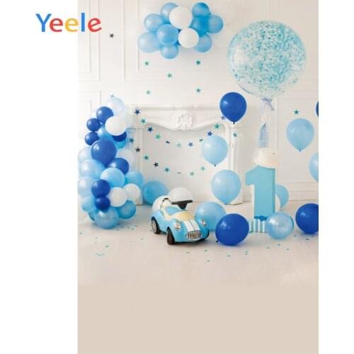 Baby 1st Birthday Interior White Wall Balloons Child Portrait Photographic Backdrops Photography Backgrounds For Photo Studio