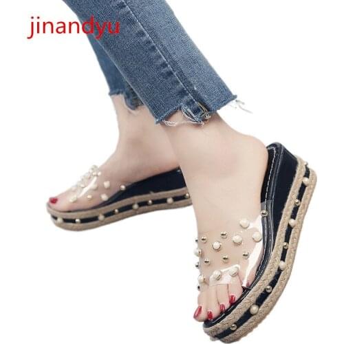 Wedge Sandals Platform Shoes High Heels Slippers Wedges Fashion Women Summer Slippers Sandalias De Las Mujeres Transparente