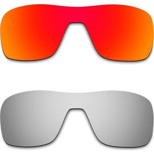 HKUCO For Turbine Rotor Sunglasses Replacement Polarized Lenses 2 Pairs - Red & Silver