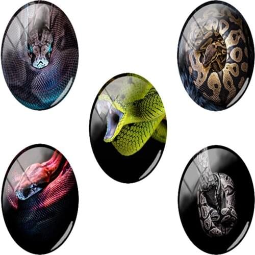 TAFREE Twisted Art Oval Snake Pattern Classic Cameo Settings Flat Back Bead Findings For Animal Lovers Best Decoration Gift HL87