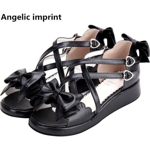 Angelic imprint woman mori girl lolita cosplay shoes lady low heels pumps women princess summer dress sweet sandals 33-47 3cm