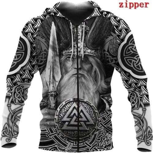 Viking Tattoo 3D Hoodies Printed Harajuku Coat Jacket Men For Women Fashion Zipper hoodies Drop Shipping 07