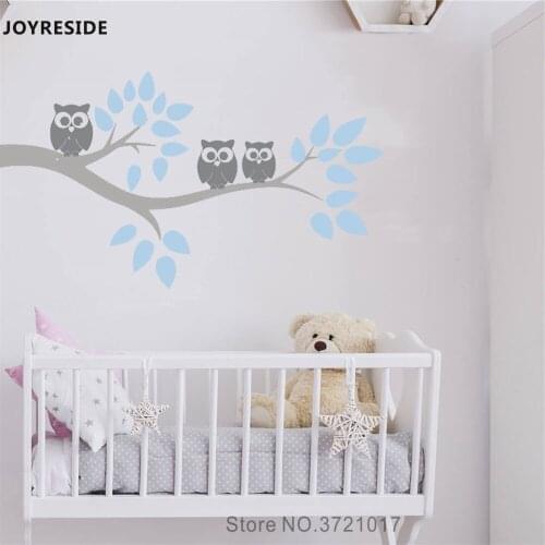 JOYRESIDE Owls On The Tree Wall Decal Cute Vinyl Sticker Lovely Home Baby Children Bedroom Decor Interior Design Wall Mural A636