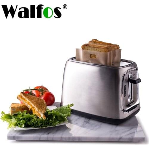 Walfos 3 pieces 16*16.5CM Heat Resistant Non Stick Toast Bread Bags Bread Grill Microwave Bags Reusable Toaster Bags