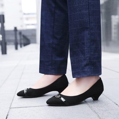 Big Size ladies high heels women shoes woman pumps Sweet strap buckle small pointed single shoes