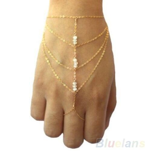 Celebrity Multi Chain Tassel Bracelet Bangle Slave Finger bangle Hand Harness Gold Bracelets