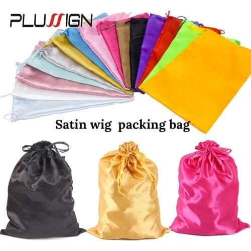 1/2/3Pcs/Lot Hair Bags For Bundles Packaging Satin Wig Bags 25*35Cm Big Size Satin Silk Hair Packaging Bag With Drawstring