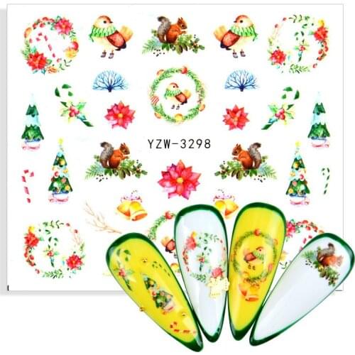 1pcs Colorful Flower Leaf Plant 3D Nails Sticker Small Fresh Design Squirrel Bird Bell Nail Art DIY Decoration Decals