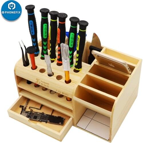 1pcs Square Multi-Functional Wooden Storage Box for iPhone Motherboard Screws Parts Storage Container Cellphone Repair Tools