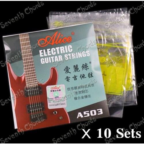 10 Sets Electric Guitar Strings Set 009-042 Serie, Plated Steel Strings Nickel Alloy Wound