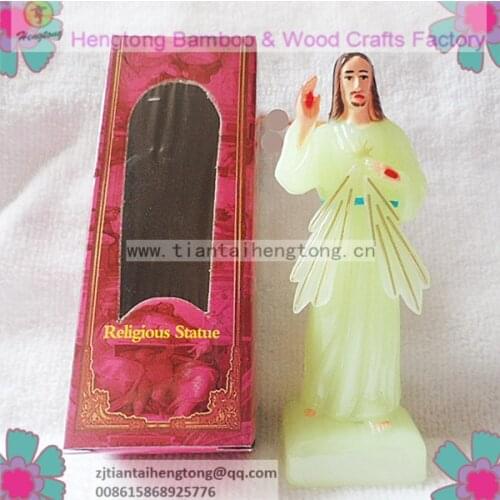 10pieces/lot) cheap plastic grow in the dark luminous religious jesus statue 10.5cm in height