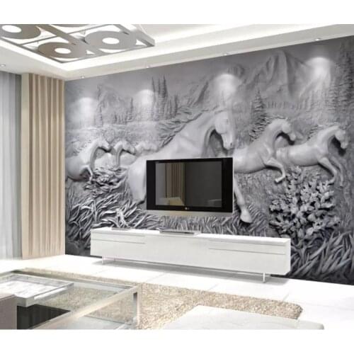 18 Custom Wallpaper 3D Relief Speedy Horses Running Art Wall Mural Living Room Bedroom Wallpaper