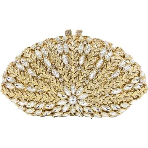 19.5x11.5CM Style Metal Diamond Banquet Bag Shell Shaped Gem Bag Dinner Bag Rhinestone Clutch Bag Evening Bag a6668