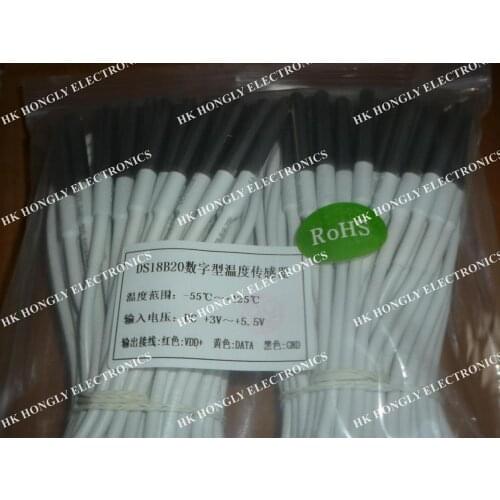 5PCS White color DS18B20 6x50mm 1 metre