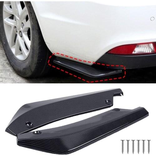 2 Pcs Universal Car Rear Bumper Lip Splitter Fins Spoiler Protector Black