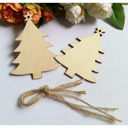 20 Pcs undone Wooden Christmas tree Xmas Wedding Tree Hanging Ornament Decorative for Craft Scrapbooking DIY Decorative Buttons