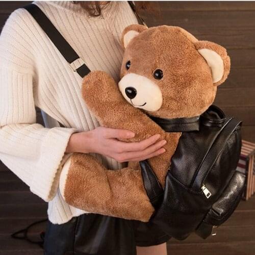 2021 New cartoon Plush bear Backpack PU leather Women/Girls Fashion Backpack Plush Teddy Bear Backpack/School Bag for Girl S049