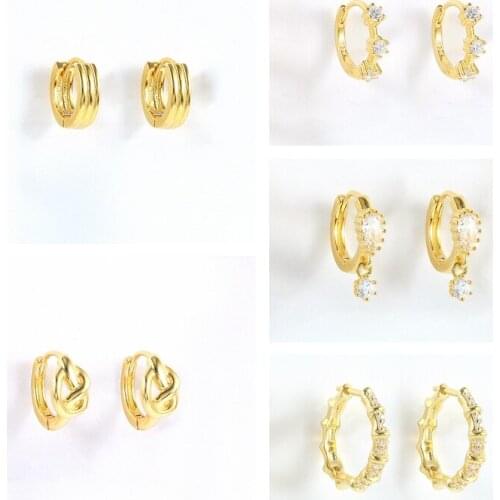 Aide 925 Sterling Silver Huggie Earrings For Women 2021 Gold Pendientes Zircon Loops Earings Fine Jewelry Joyero Girl Gifts CZ