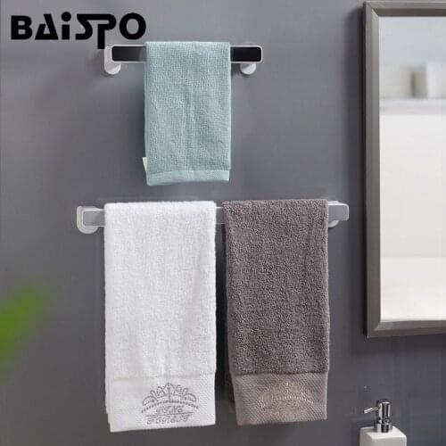 BAISPO Wall-mounted Towel Rack Bathroom Shelves For Kitchen Bathroom Towel Shoe Storage Household Bathroom Storage Accessories