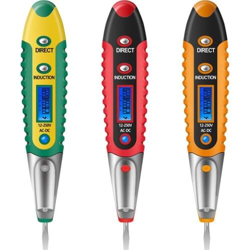 AC/DC 12-250V LCD Digital Display Voltage Test Pen Non-Contact Smart Electric Pen Breakpoint Detector Current Electric Sensor Te